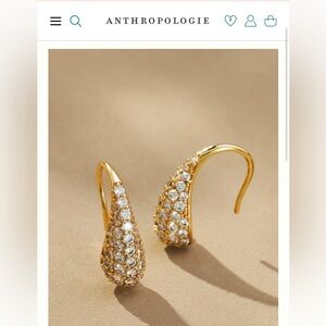Anthropologie Pavé Mini Teardrop Earrings